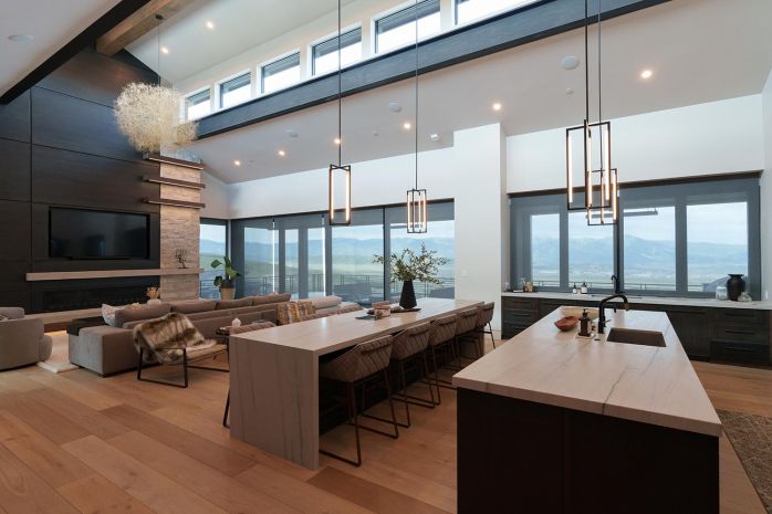 Modern house with wood flors and smart Lutron lighting and shades