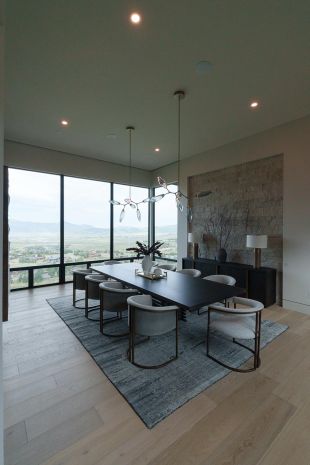 Dining Room with Lutron sheer Shades completely open